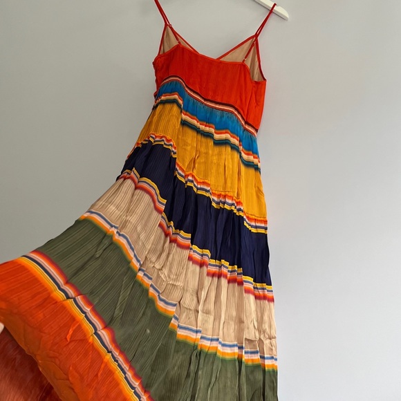 NWT Anthropologie Tanvi Kedia V-Neck Silky Colorblock Midi Dress size S - Picture 3 of 13